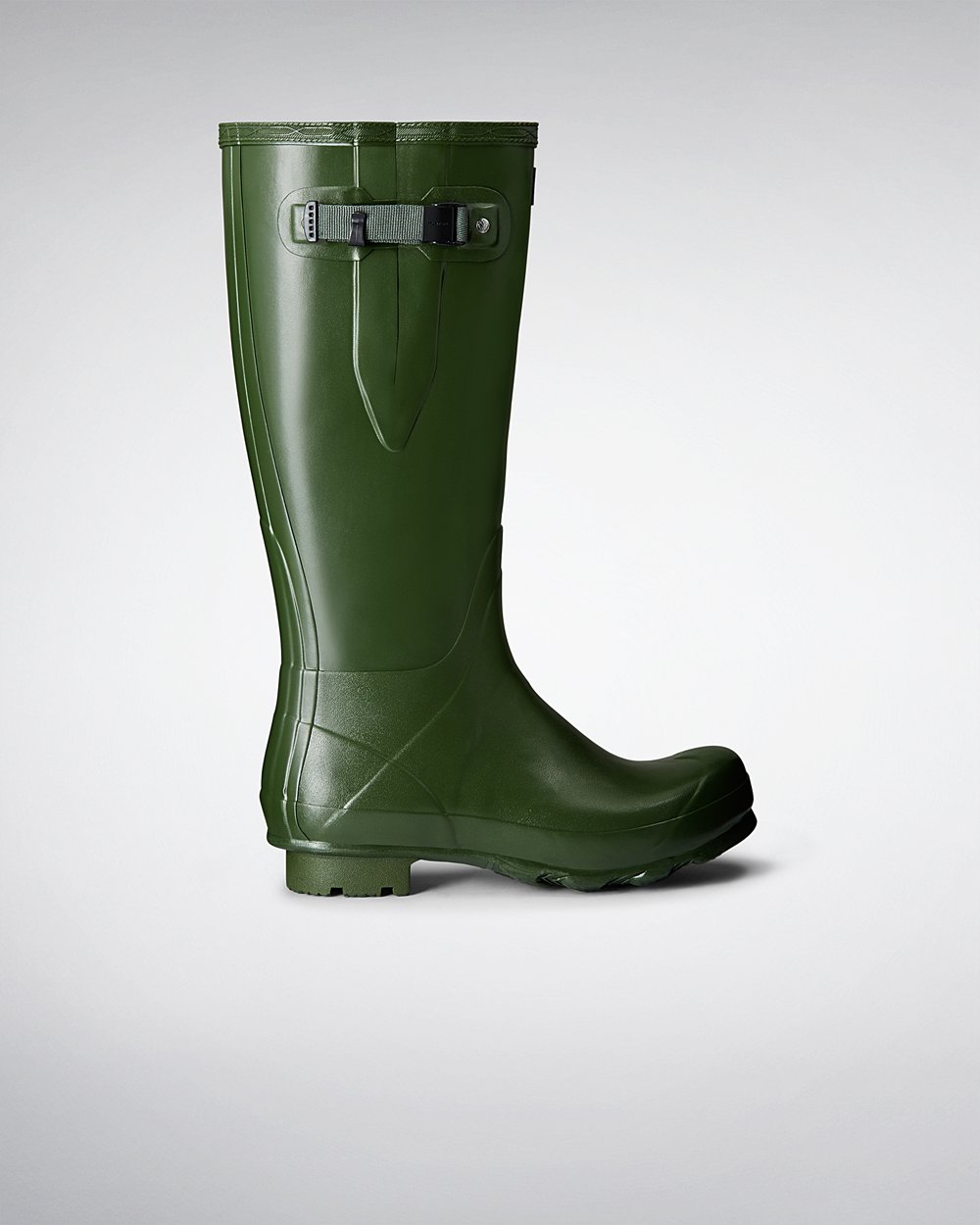 Mens Tall Rain Boots - Hunter Norris Field Side Adjustable (18RETYVGW) - Green